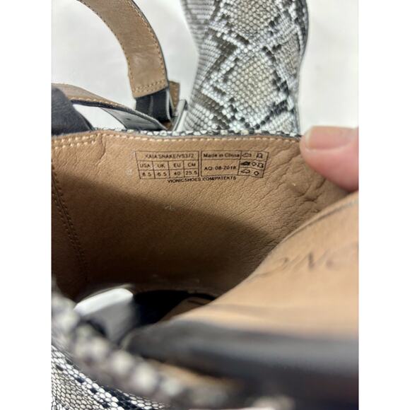Vionic Kaia Mules Heels Snakeprint Reptile Black White 8.5 Ankle Strap Open Toe - Picture 14 of 14